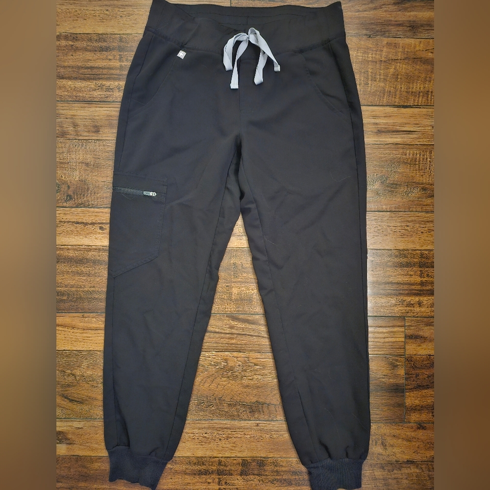 Figs Black and Gray Jogger Pants with Elastic Waistband